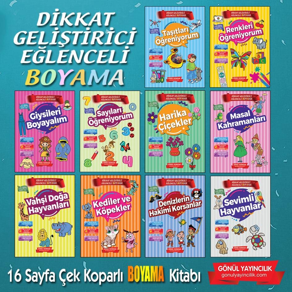 Dikkat Geliştirici Eğlenceli Boyama 10 Lu Set 